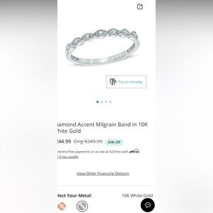 Kay Jewelers White Gold Diamond Accent Milgrain Band